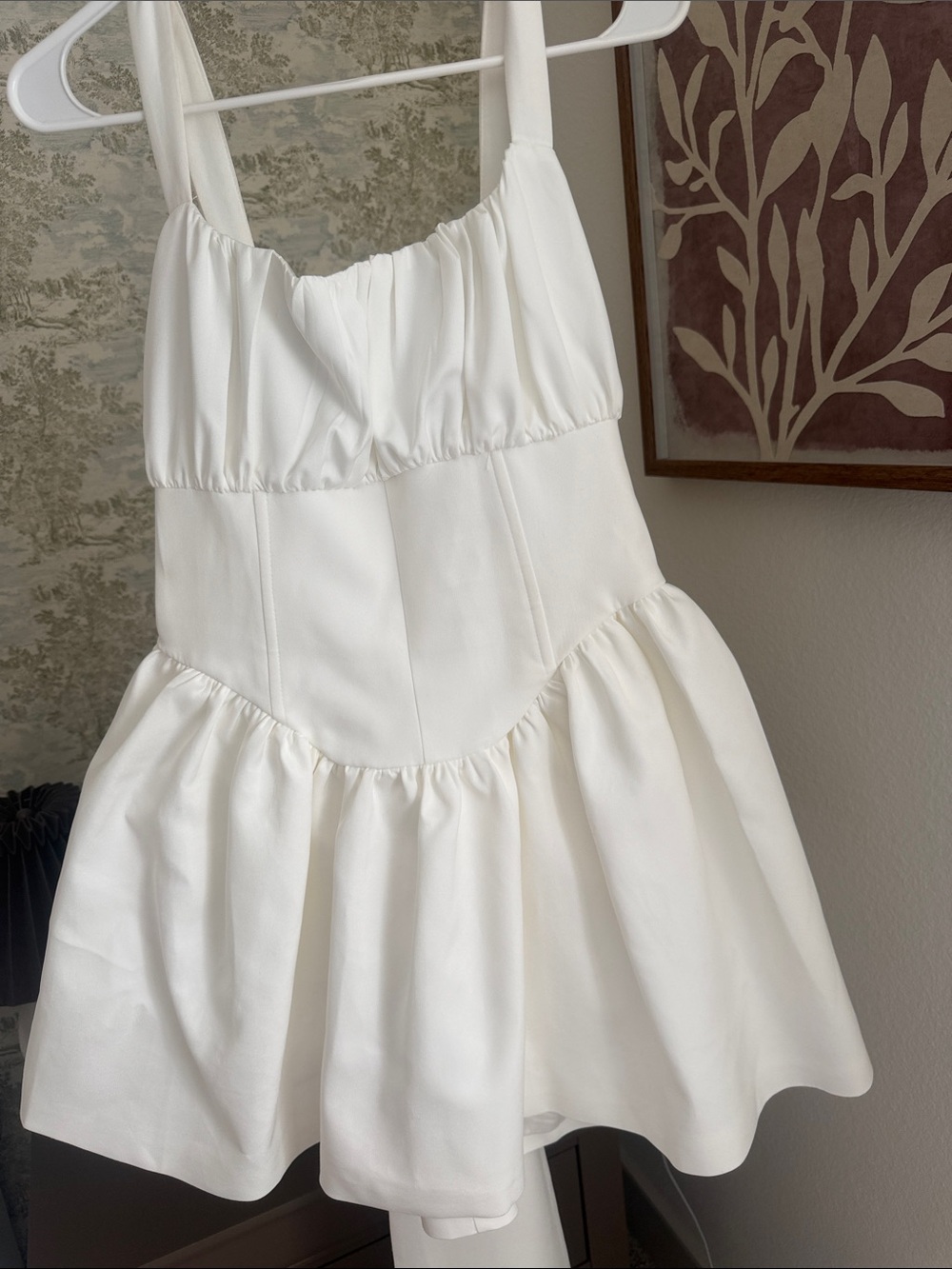 Princess Polly White Tiered Mini Wedding Dress with Train - Picture 3 of 4